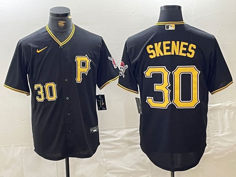 Men Pittsburgh Pirates #30 Skenes Black 2024 Nike Game MLB Jersey style 1